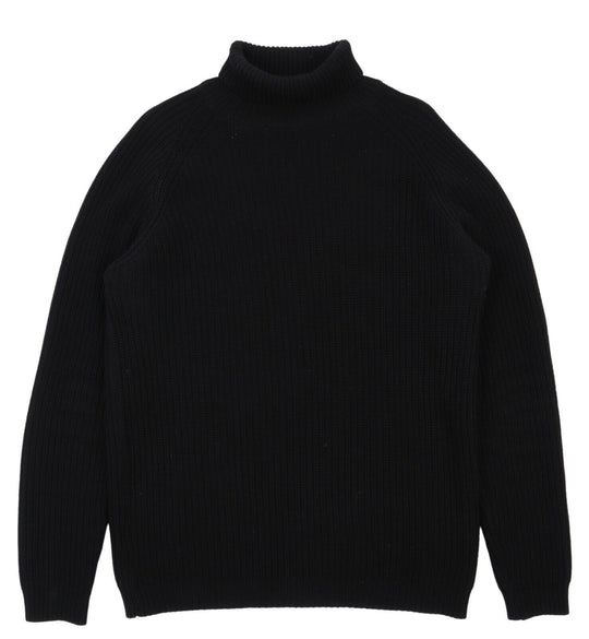 Men's ZARA Black Turtleneck Cotton Knitwear Jumper Size M