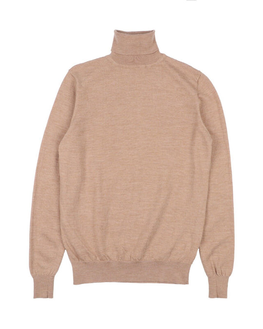 SUITSUPPLY Knit Sweater Brown Merino Wool Men's Turtleneck Jumper Size S