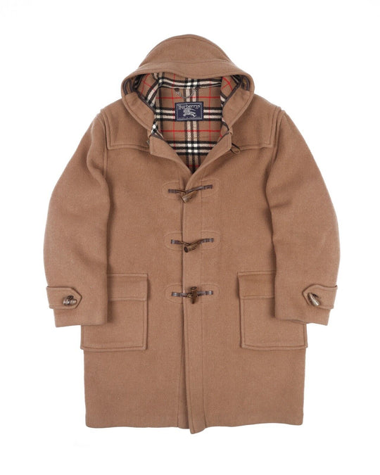 Vintage BURBERRY'S Duffle Coat Beige Wool Men's Overcoat Size 52