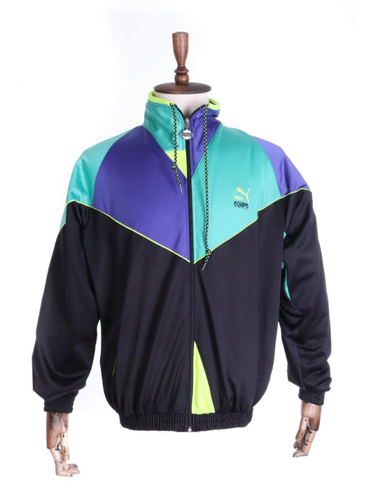Men's PUMA EQUIPE Vintage 90s Color Block Sportswear Track Top Jacket Size 42