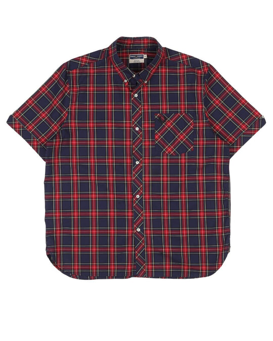 FRED PERRY Sportswear Shirt Navy Red Check Cotton Men's Button Down Size 46