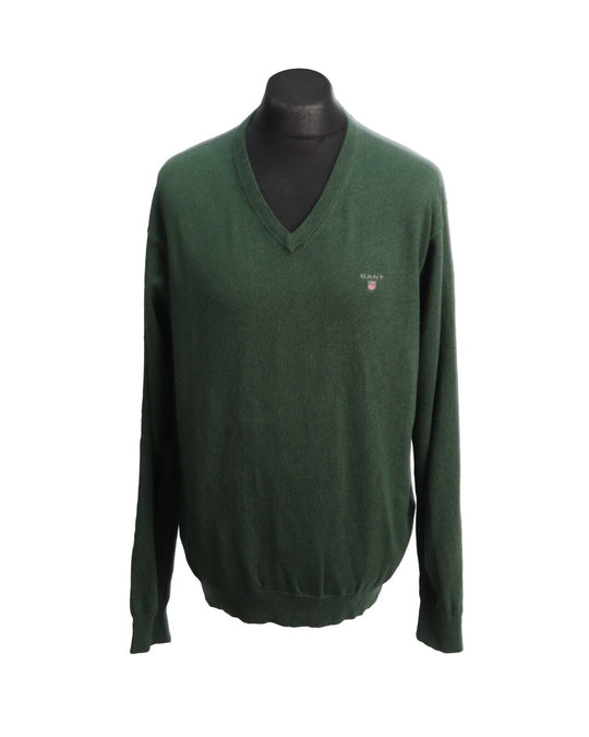 GANT Jumper Sweater Green Cotton Wool V Neck  Men's Size XL