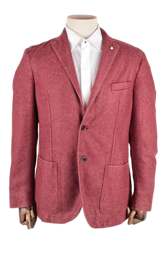 L.B.M. 1911 Blazer Red Wool Blend Patch Pocket Men's Sport Coat  Size 52 IT