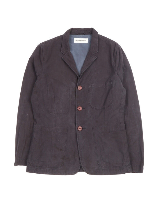 Men's UNIVERSAL WORKS Navy Blue Cotton Work Blazer Jacket Size M