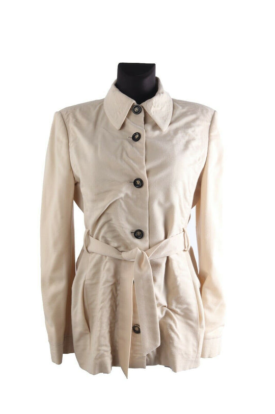Women's ICEBERG GILMAR Ivory Wool Belted Coat Jacket Size 44