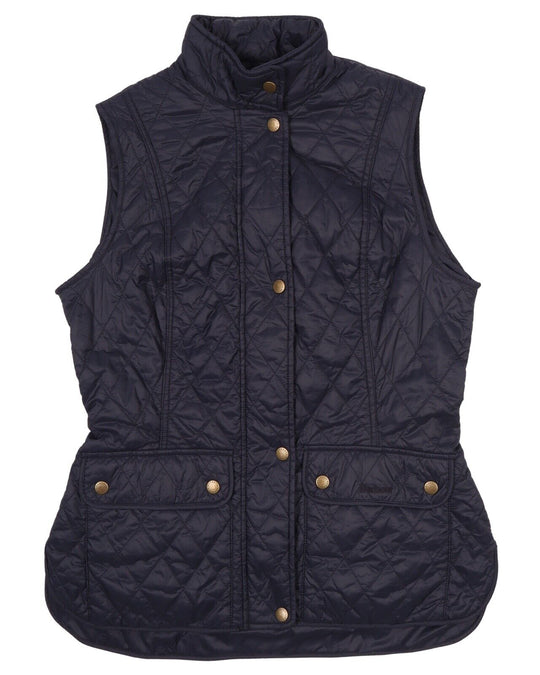 Women's BARBOUR Navy Blue Quilted Otterburn Gilet Vest Waistcoat Size UK 12 US 8