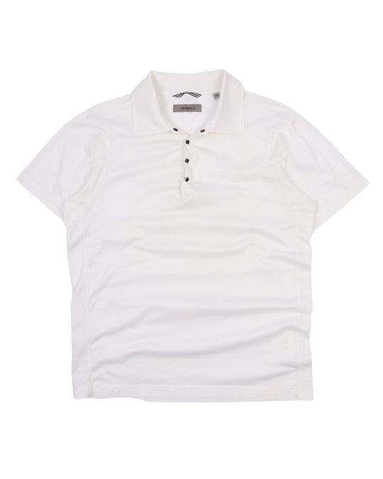 Men's KARL LAGERFELD White Pique Cotton Polo Shirt Size M