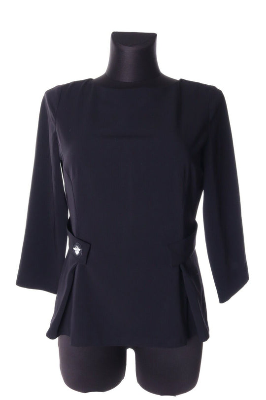 Women's D UNIFORMS Black Fitted 3/4 Sleeve Blouse Size uk 8 us 4