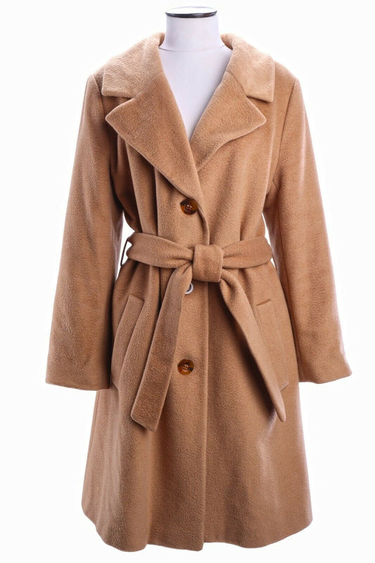Women's SONIA BOGNER Beige Baby Camel Hair Wrap Coat Size EU 44