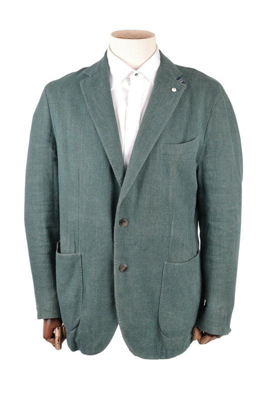 Men's L.B.M. 1911 Linen Cotton Green Blazer Jacket Size 44 / 54 R
