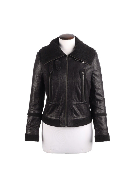 ARMANI EXCHANGE Jacket Black Women's Faux Shearling Size S