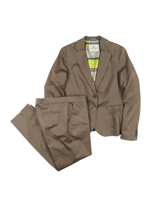 ETRO Milano Suit Olive Cotton Womens Jacket Pants Size 46 IT