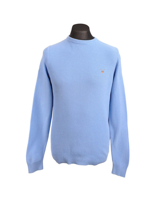 GANT Sweater Blue Cotton Mock Neck Ribbed Trim Mens Knit Pullover Size S