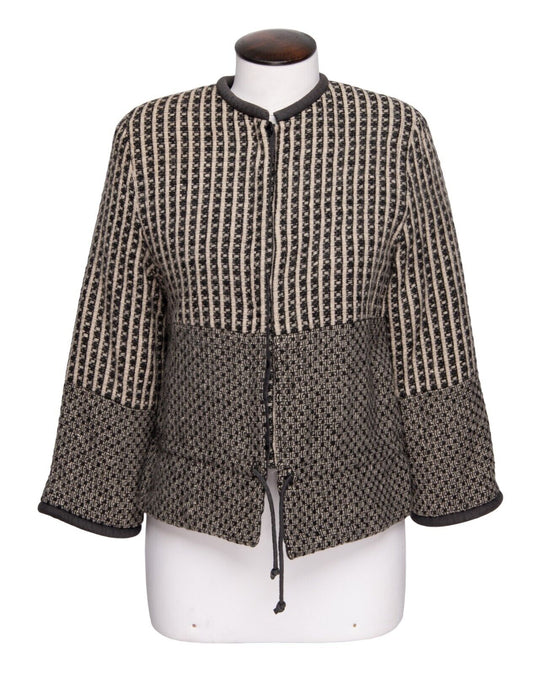 Vintage GIORGIO ARMANI Jacket Beige Gray Wool Women's Knit Coat Size 44