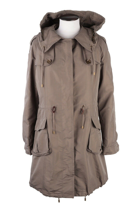 Women's BURBERRY BRIT Olive Green Lined Military Parka Jacket Size UK 16 US 14