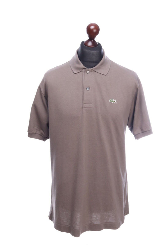 Men's LACOSTE Beige Pique Cotton Short Sleeve Polo Shirt Size 5