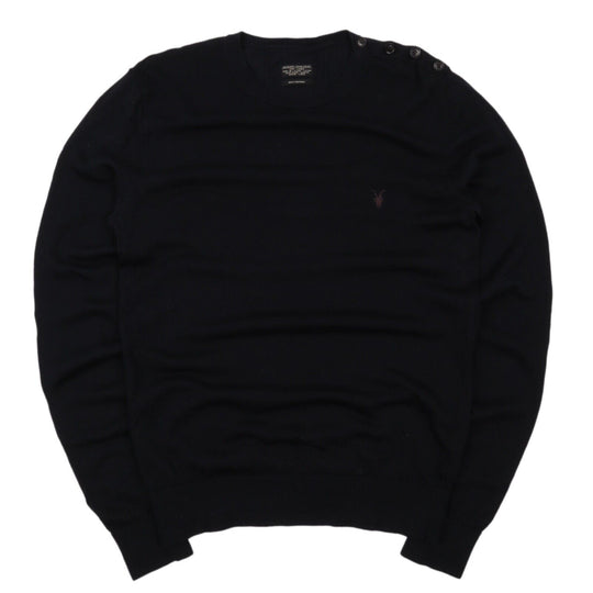 Men's ALLSAINTS Navy Blue Merino Wool Crew Neck Jumper Size L
