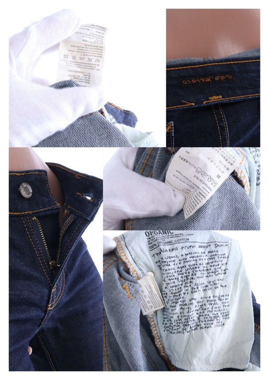 NUDIE Skinny Jeans Navy Denim Cotton Women's Stretch Pants Size 26