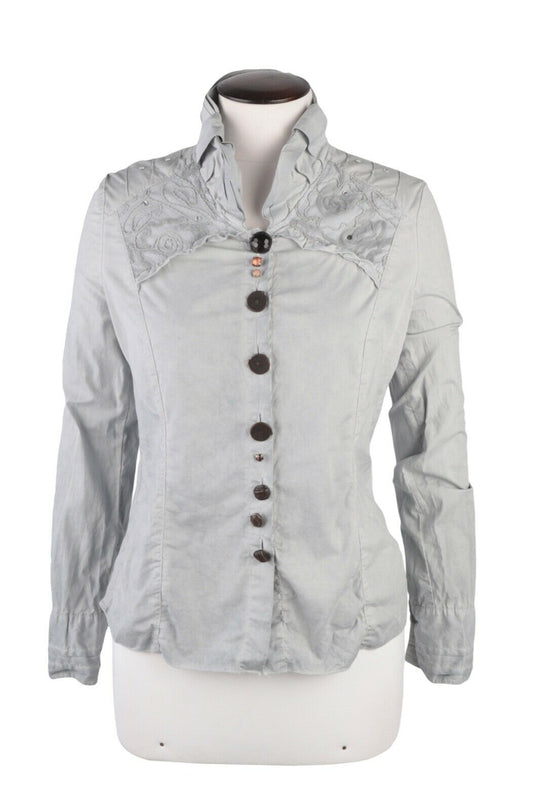 Women's BOTTEGA Elisa Cavaletti Grey Dyed Blouse Top Shirt Size M