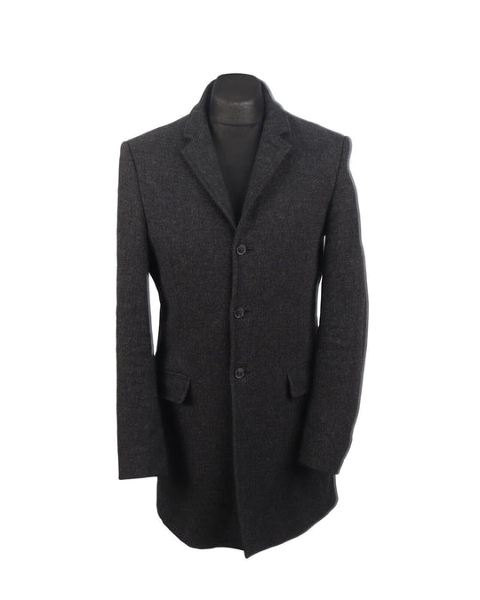 ALLSAINTS Long Coat Gray Wool Men's Size 38 UK