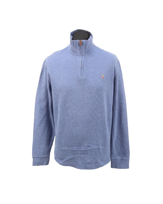 POLO RALPH LAUREN Sweater Jumper Estate Rib Blue Cotton Zip Neck Men's Size M
