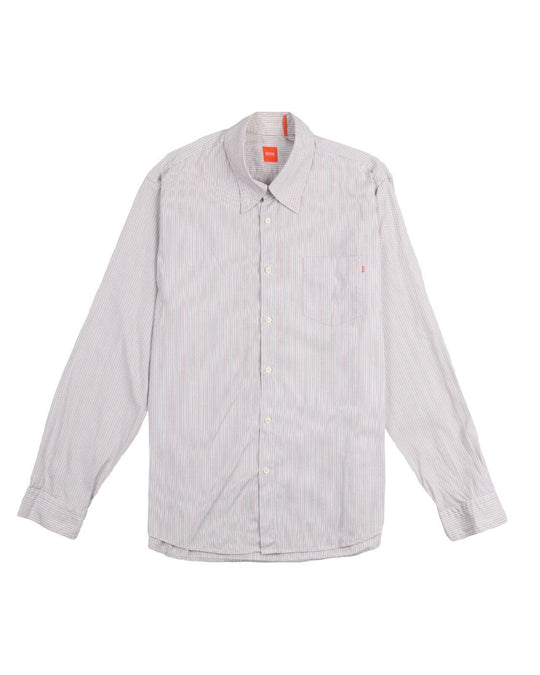 HUGO BOSS Orange Shirt Cotton Stripes Mens Size 41