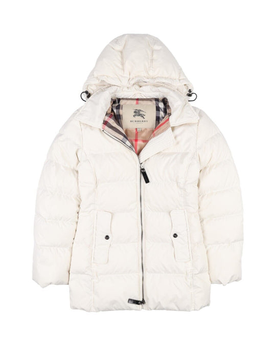 BURBERRY Down Jacket Ivory Paisley Women's Puffer Size XS