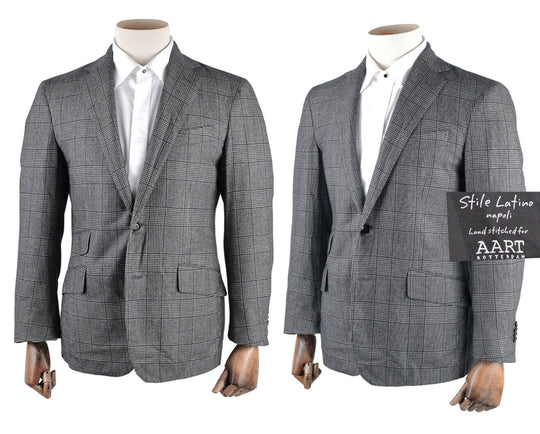 Men's STILE LATINO NAPOLI Grey Wool Prince Wales Check Blazer Jacket Size 38/ 48