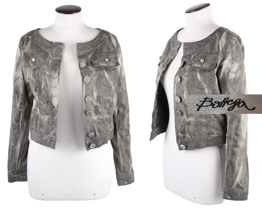 Women's BOTTEGA Elisa Caravetti Grey Cotton Blazer Jacket Size s