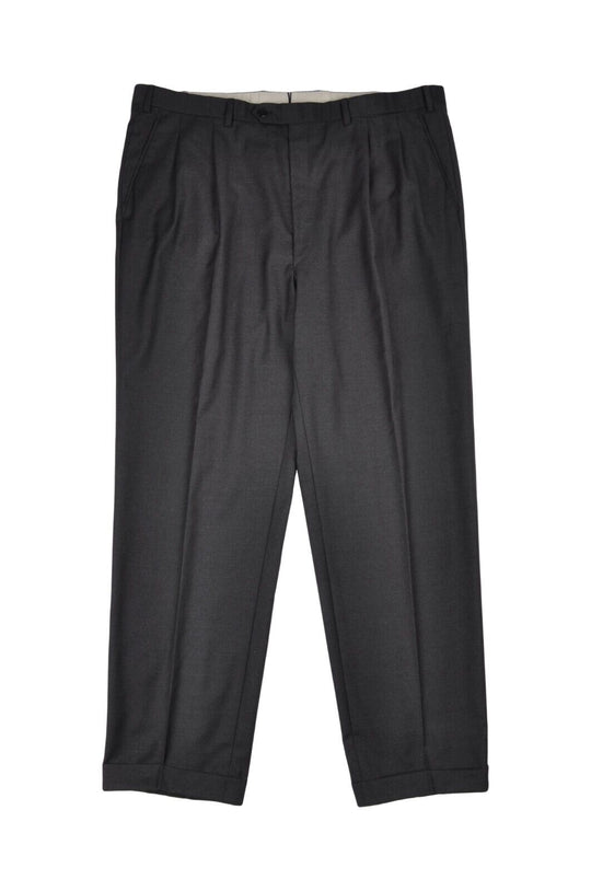 BRIONI Delta Dress Pants Grey Wool Mens Pleated Trousers Size 59 R