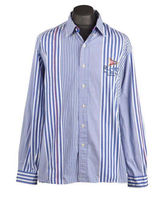 RALPH LAUREN Blue Striped Cotton Men's Shirt XL