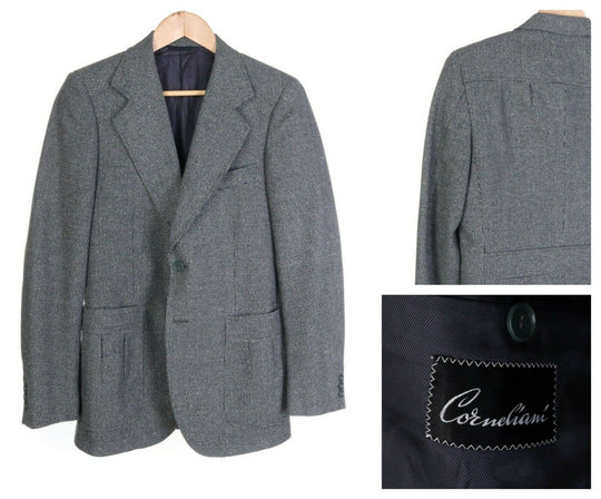 Men's CORNELIANI Grey Wool Blend Tweed Jacket Blazer Size 46