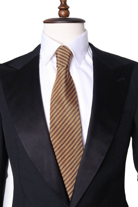 Men's SALVATORE FERRAGAMO Silk / Cotton Orange Gold Classic Tie Necktie