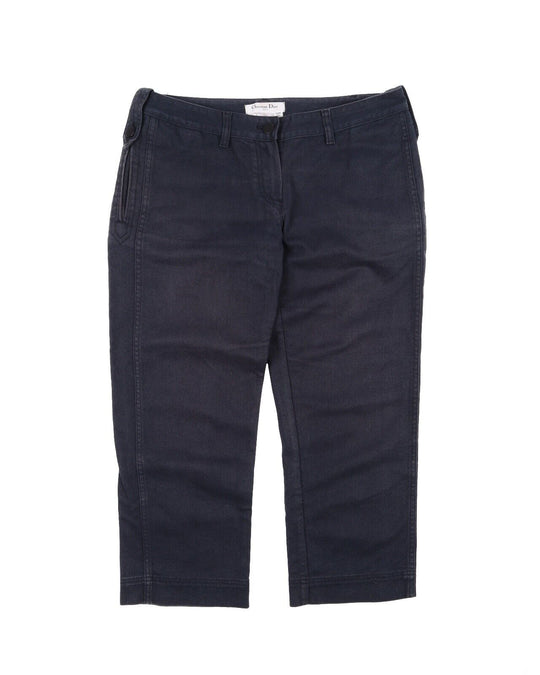 CHRISTIAN DIOR Pants Navy Blue Women's Cropped Trousers Size 46 IT