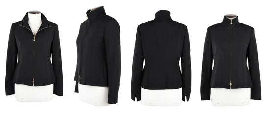 Women's MAX MARA Black Zip Blazer Jacket Size 42 IT 10 UK