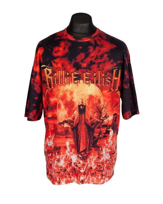 BILLIE EILISH Tee T - Shirt All Over Flame Print Cotton Men's Size ~ M