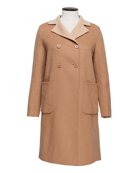 MAX MARA Coat Beige Wool Double Breasted Womens Overcoat Size 38 IT