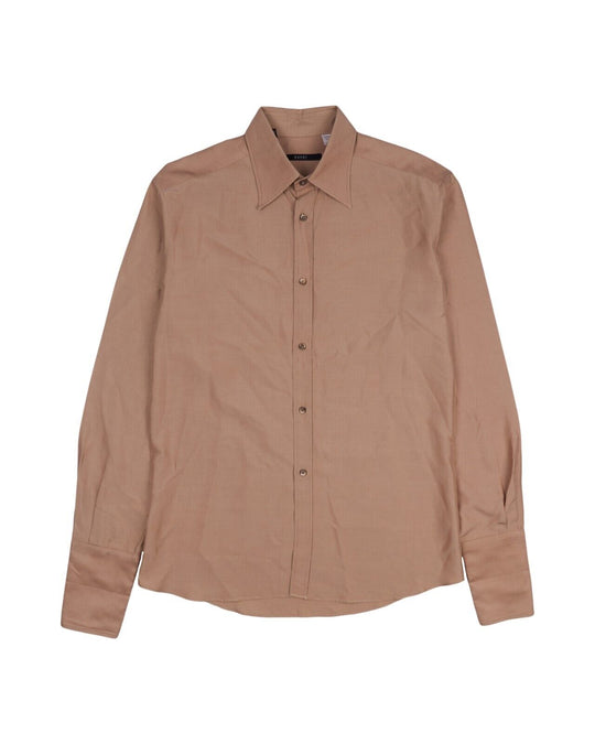 GUCCI by Tom Ford Shirt Beige Pure Silk Size 40 / 15.75