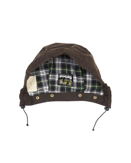 BABROUR Green Waxed Cotton Detachable Snap Hood Tartan Lined Size Standard