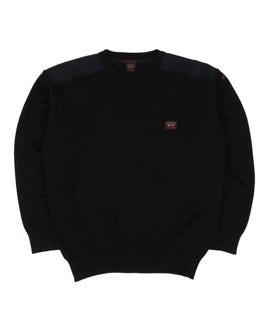 Vintage PAUL & SHARK Yachting Navy Blue Mens Wool V Neck Pullover Size M