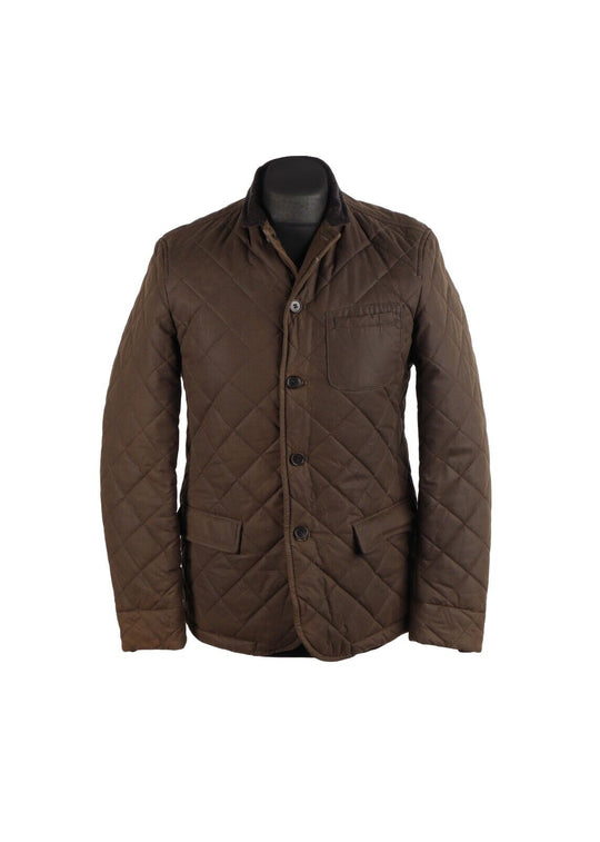 ALLSAINTS Warrant Jacket Brown Millerain Wax Cotton Quilted Men's Size M