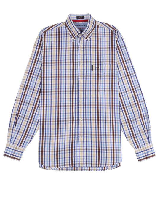 PAUL&SHARK Yachting Shirt Multicolor Check Cotton Men's Button Down Size 42