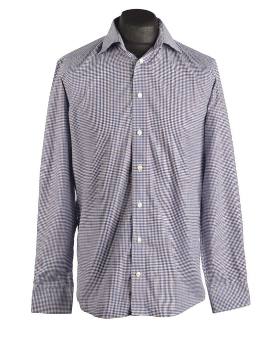 Men's ETON Multicolored Check Long Sleeve Contemporary Fit Shirt Size 40 / 15.75
