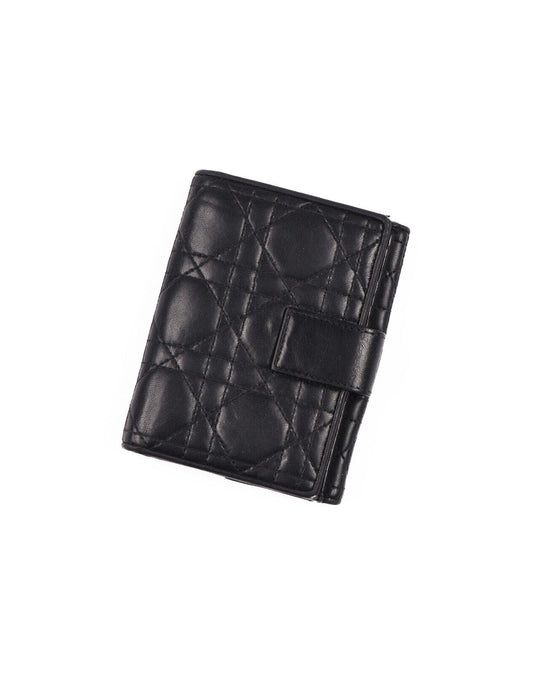 CHRISTIAN DIOR Black Leather Folding Wallet