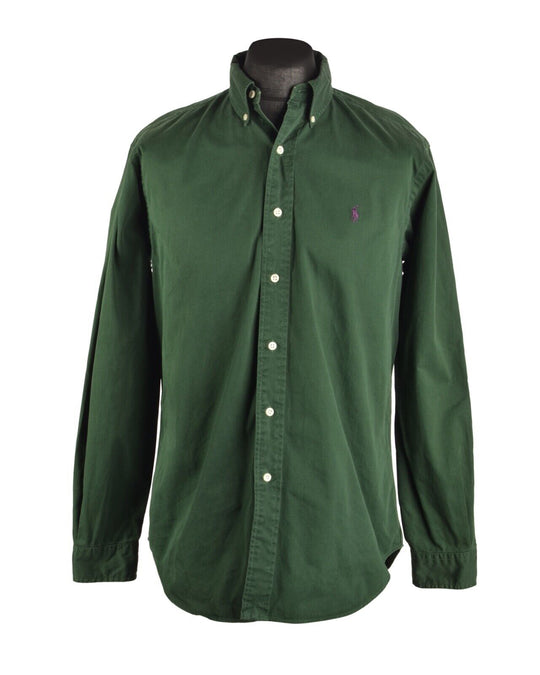 Men's RALPH LAUREN Green Oxford Cotton Classic Fit Shirt Size M