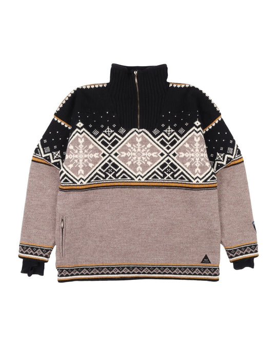 DALE OF NORWAY Lined Pullover Zip Neck Fair Isle Wool Men's Knit Sweater Size L