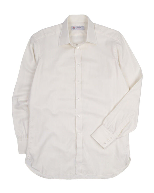 Men's TURNBULL & ASSER Turnbuline Milk White Bespoke Twill Shirt Size 16 / 41
