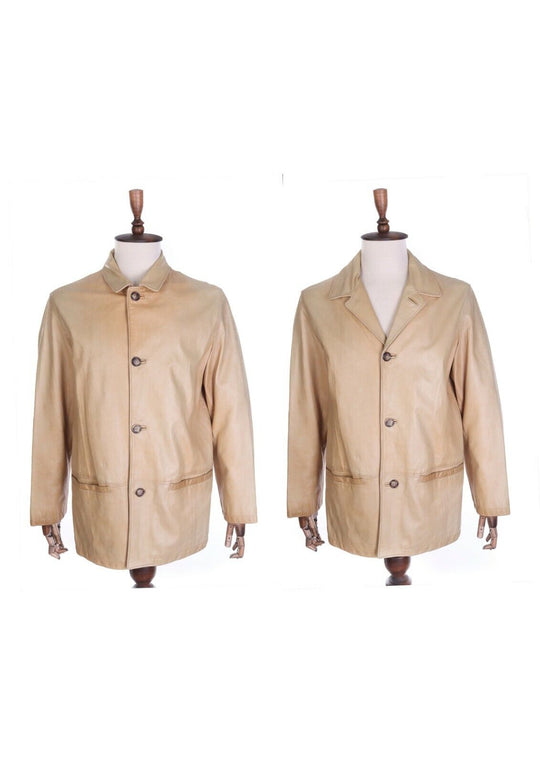 Men's PAL ZILERI SPORT Beige Leather Jacket Size 50