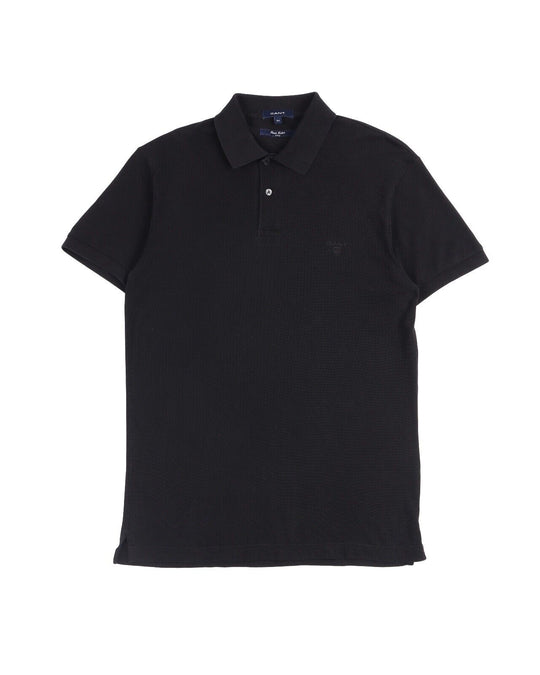 GANT Polo Shirt Black Pima Cotton Men's Fitted Short Sleeve Size M