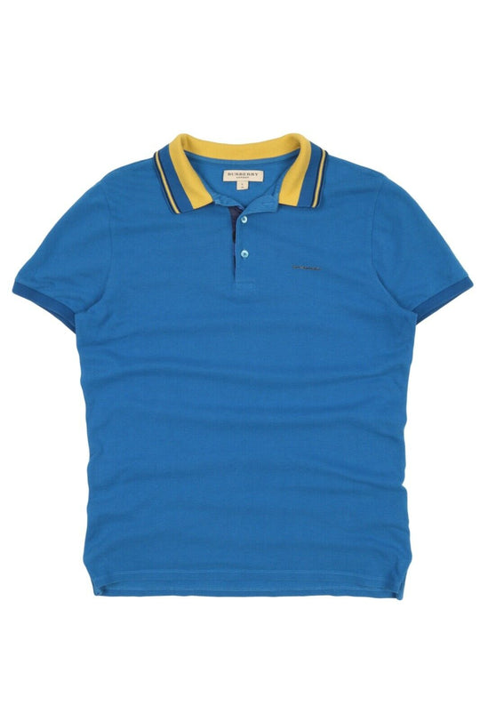 Men's BURBEERRY Pique Cotton Blue Polo Shirt Size L